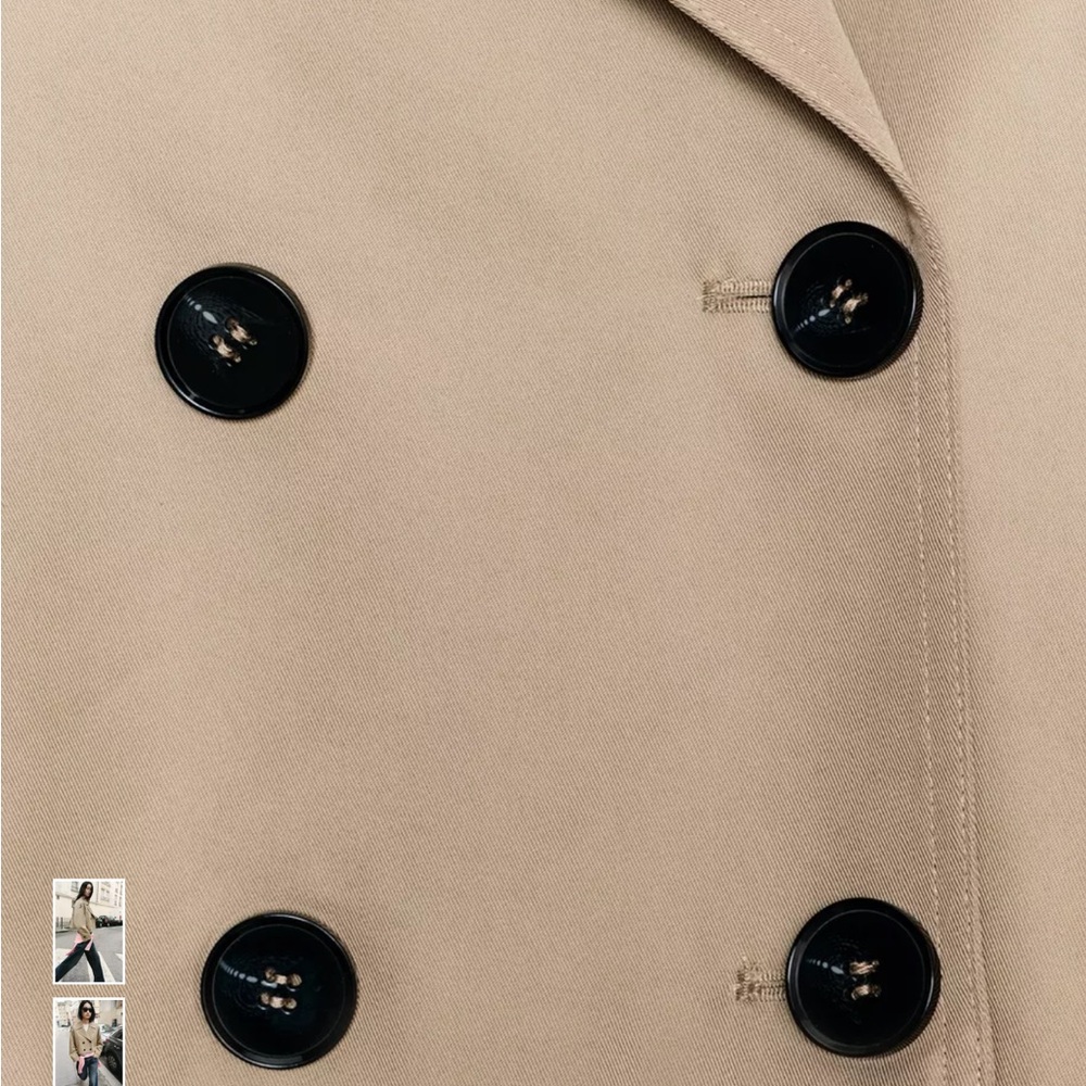 Zara Cropped Tan Trench Coat - Picture 5 of 6